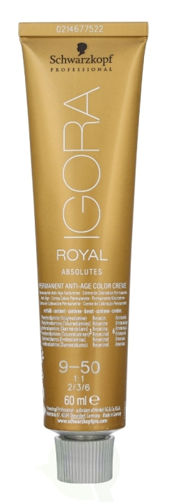Schwarzkopf Igora Royal Absolutes Permanent Color Creme 60 ml 9-50 i gruppen HELSE OG SKJØNNHET / Hår & styling / Hårpleie / Hårfarge / Hårfarge & Fargebombe hos TP E-commerce Nordic AB (D25175)