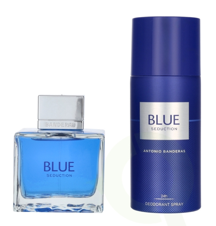 Antonio Banderas A. Banderas Blue Seduction Giftset 250 ml Edt Spray 100ml/Deo Spray 150ml i gruppen HELSE OG SKJØNNHET / Duft og parfyme / Parfyme / Parfymebokser hos TP E-commerce Nordic AB (D25418)