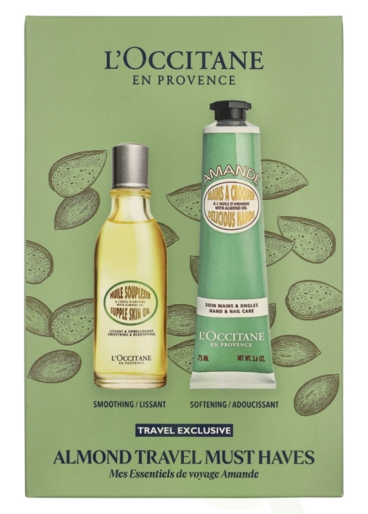L\'Occitane Almond Travel Must Haves Set 125 ml Supple Skin Oil 50ml/Hand Cream 75ml i gruppen HELSE OG SKJØNNHET / Hår & styling / Hårpleie hos TP E-commerce Nordic AB (D25649)