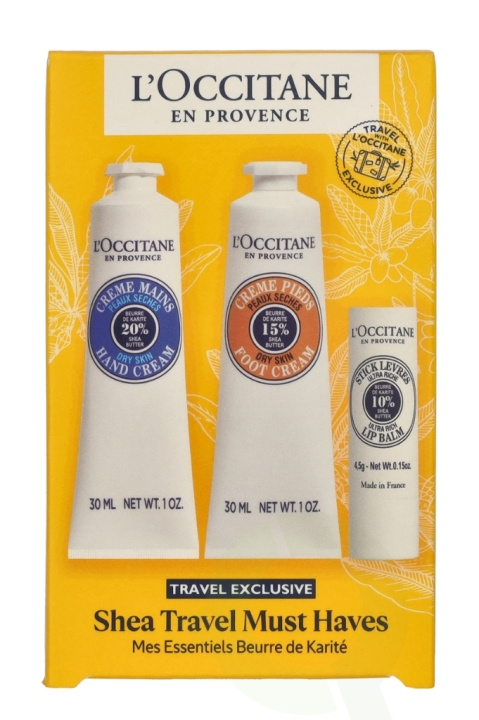 L\'Occitane Shea Travel Must-Haves Set 64.5 ml Hand Cream 30ml / Foot Cream 30ml / Lip Balm 4,5gr i gruppen HELSE OG SKJØNNHET / Hår & styling / Hårpleie hos TP E-commerce Nordic AB (D25656)