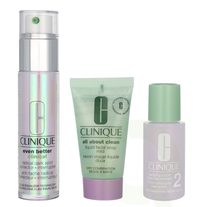 Clinique Beauty Routine Anti Stains Set 90 ml Even Better Serum 30ml/AAC Soap Mild 30ml (promo)/Clarifying Lotion 2 30ml (promo) i gruppen HELSE OG SKJØNNHET / Hudpleie / Ansikt / Rengjøring hos TP E-commerce Nordic AB (D25780)