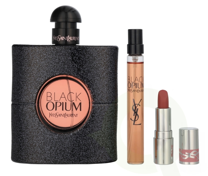 Yves Saint Laurent YSL Black Opium Giftset 101.3 ml Edp Spray 90ml/Epd Spray 10ml/Mini Lipstick #44 1.3g i gruppen HELSE OG SKJØNNHET / Duft og parfyme / Parfyme / Parfyme for henne hos TP E-commerce Nordic AB (D25852)