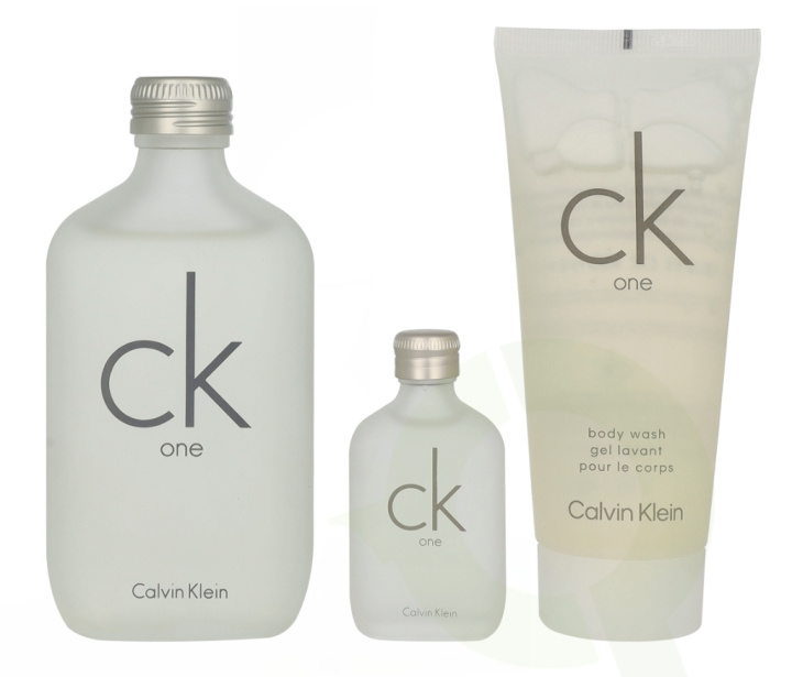 Calvin Klein CK One Giftset 215 ml Edt Spray 100ml/Body Wash 100ml/Edt Spray 15ml i gruppen HELSE OG SKJØNNHET / Duft og parfyme / Parfyme / Parfymebokser hos TP E-commerce Nordic AB (D25866)