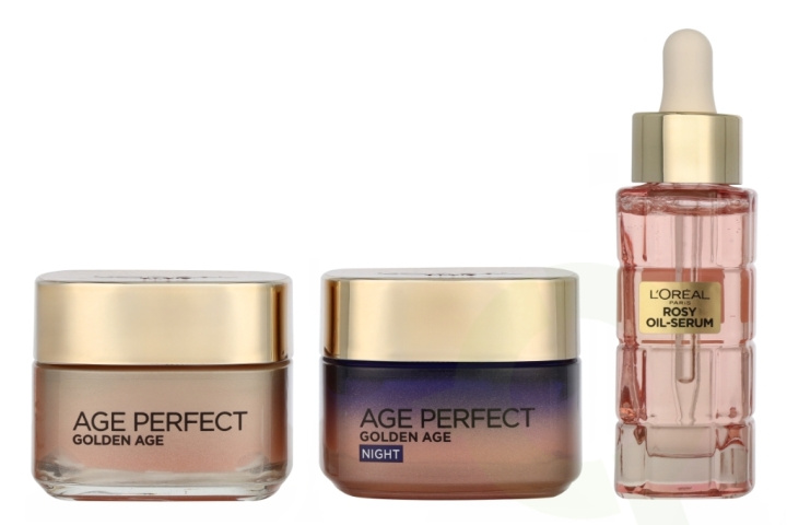 L\'Oreal Golden Age Routine Set 130 ml Serum 30ml/Day Cream 50ml/Night Cream 50ml i gruppen HELSE OG SKJØNNHET / Hudpleie / Ansikt / Dagkrem hos TP E-commerce Nordic AB (D25885)