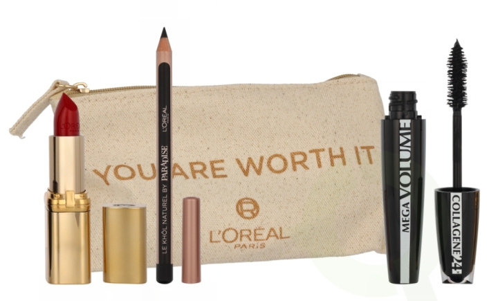 L\'Oreal I Am Worth It Red Set 15 ml Mascara 9ml/Black pencil 1.2ml/Satin Lipstick Red Passion 297 4.8 gr i gruppen HELSE OG SKJØNNHET / Makeup / Øyne og øyebryn / Mascara hos TP E-commerce Nordic AB (D25886)