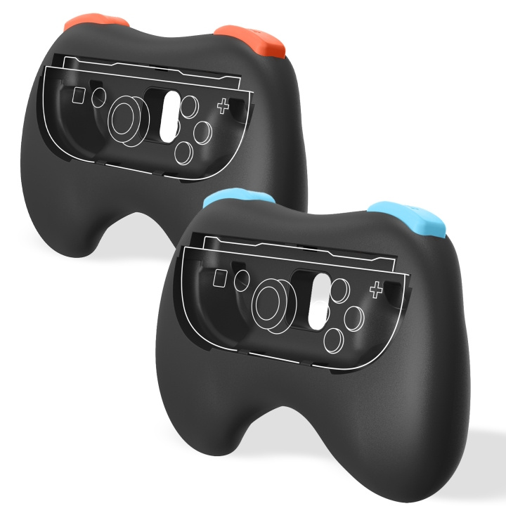 Trade Invaders Par kontrollergrep for Switch 2 JoyCon - svart i gruppen Elektronikk / TV-spill & tilbehør / Nintendo Switch 2 / Tilbehør hos TP E-commerce Nordic AB (D27016)