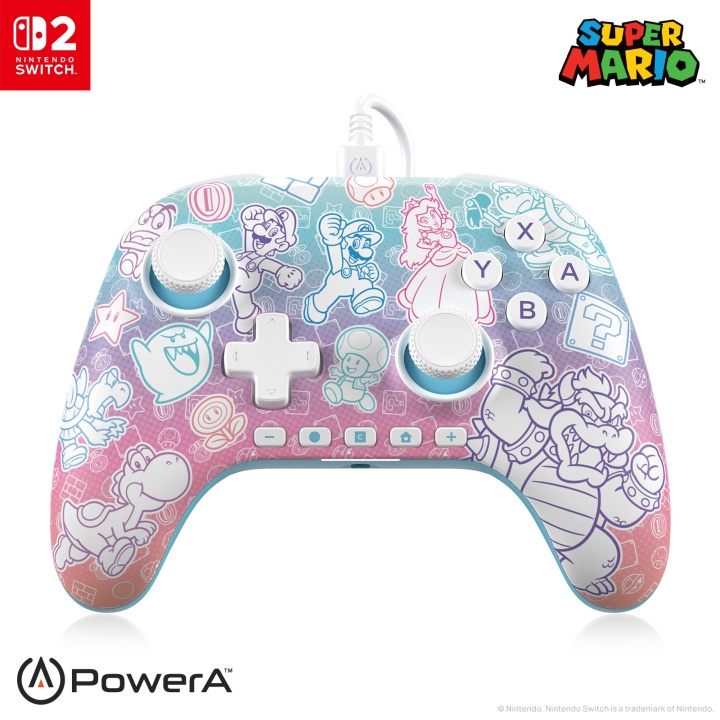 PowerA Advantage Wired Controller for Nintendo Switch 2 - Mushroom Kingdom i gruppen Elektronikk / TV-spill & tilbehør / Nintendo Switch 2 / Tilbehør hos TP E-commerce Nordic AB (D27139)