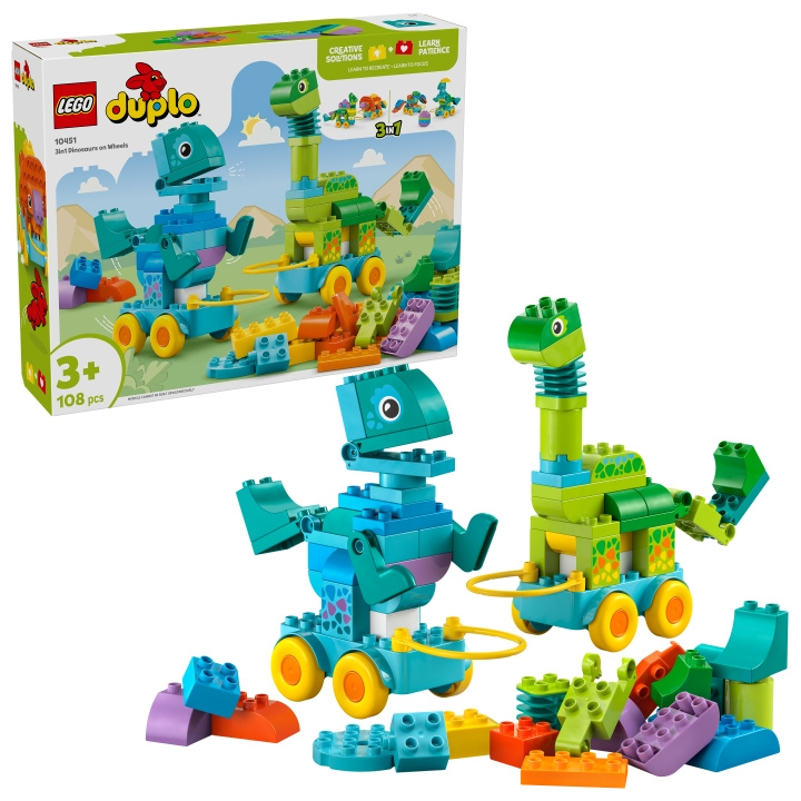 LEGO DUPLO Town - 3-i-1 Dinosaurer på hjul (10451) i gruppen LEKER, BARN OG BABY / Leker / Byggeleker / Lego hos TP E-commerce Nordic AB (D27577)