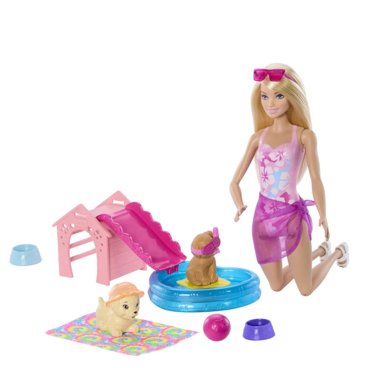 Barbie Puppy Pool Party Aloha Blonde (JBF35) i gruppen LEKER, BARN OG BABY / Leker / Dukker & tilbehør hos TP E-commerce Nordic AB (D27848)