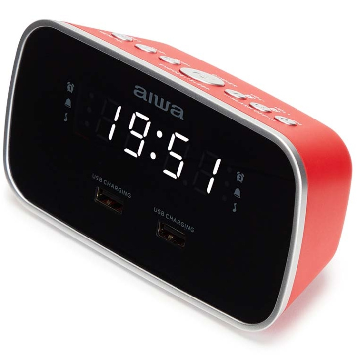 Aiwa CRU-19RD, Digital vekkerklokke, Rektangel, Rød, 12 timers, FM, 87,5 - 108 MHz