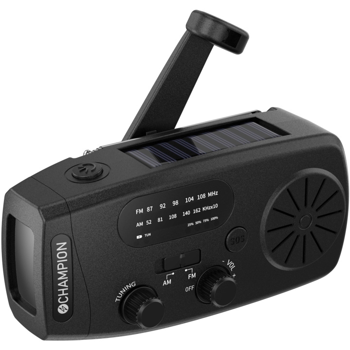 Champion Vevradio med ficklampa och solcell Svart i gruppen Elektronikk / Lyd & Bilde / Hjemmekino, HiFi og bærbar / Radio & Vekkerklokker / Radio hos TP E-commerce Nordic AB (D28029)