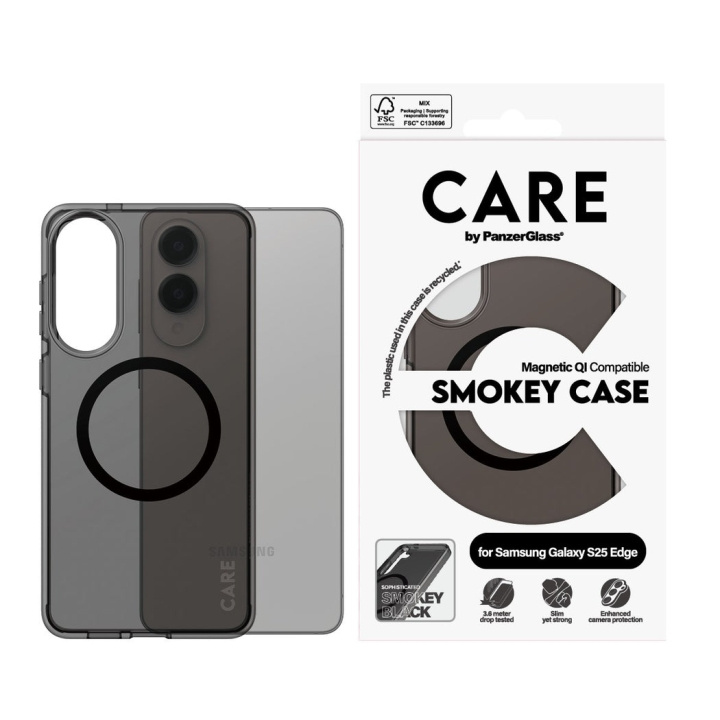 Panzer CARE by PanzerGlass - Flagship Case Urban Combat Smokey m. Sort Qi-kompatibel Samsung S25 Edge i gruppen SMARTTELEFON & NETTBRETT / Mobilbeskyttelse / Samsung hos TP E-commerce Nordic AB (D28643)