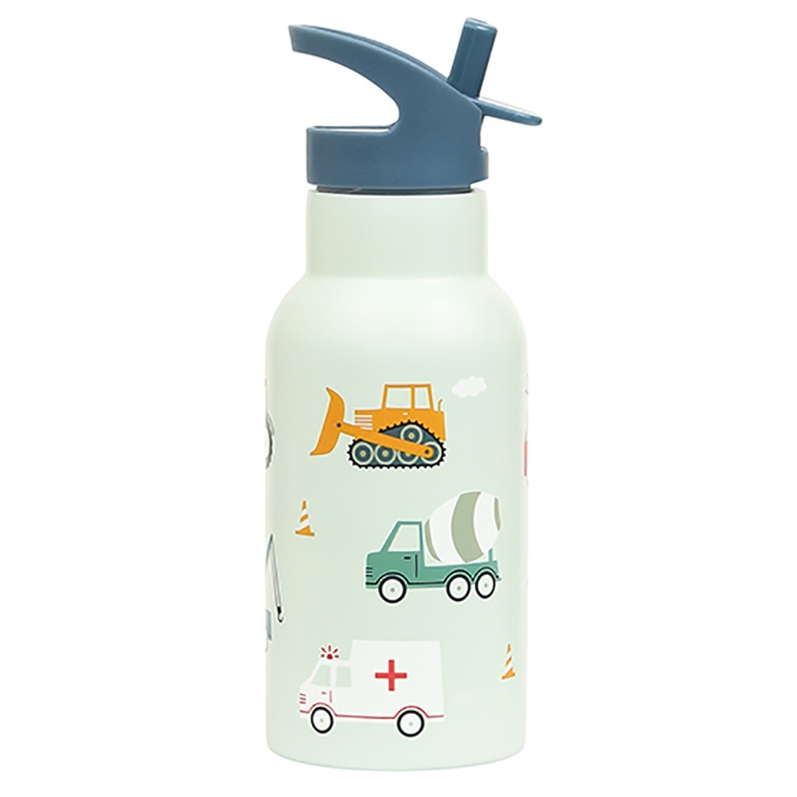A little lovely company Drikkeflaske i rustfritt stål - Vehicles - 7,3 x 20 x 7,3 cm i gruppen LEKER, BARN OG BABY / Spise & drikke / Tåteflasker & tilbehør hos TP E-commerce Nordic AB (D28677)