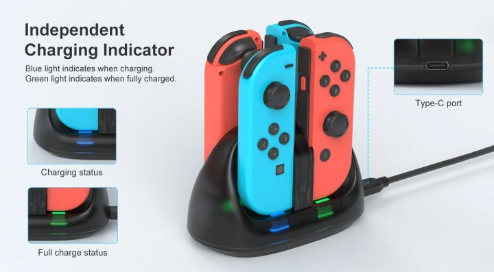 Deep Explorer 4-i-1 ladestasjon i gruppen Elektronikk / TV-spill & tilbehør / Nintendo Switch hos TP E-commerce Nordic AB (D28734)
