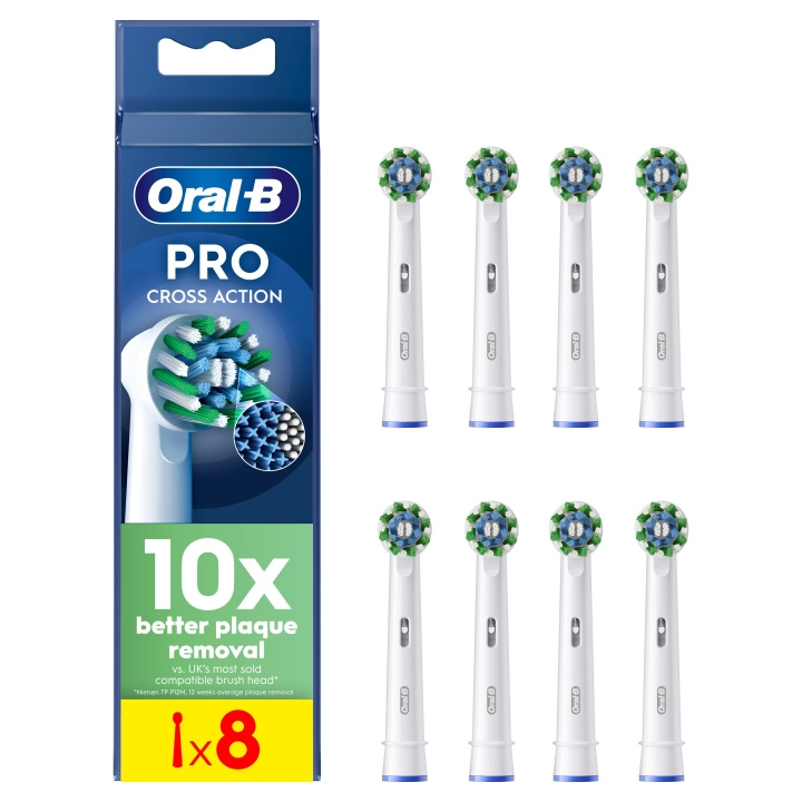 Oral B Pro Cross Action tannbørstehoder - Hvite - 8 stk i gruppen HELSE OG SKJØNNHET / Munnpleie / Elektriske tannbørster tilbehør hos TP E-commerce Nordic AB (D28912)