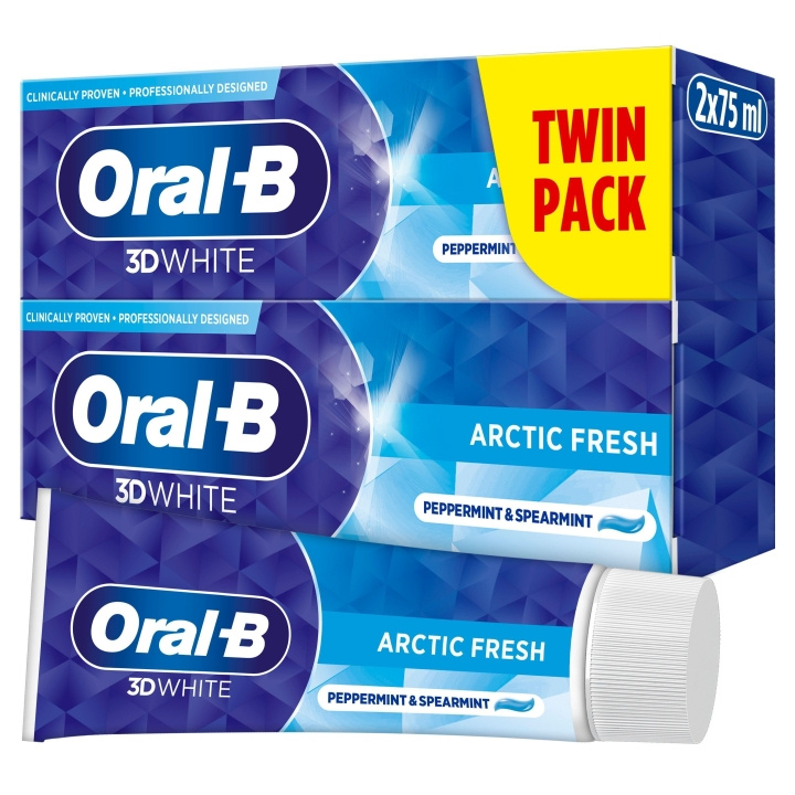 Oral B 3D White Arctic Fresh Tannkrem - 2x75 ml i gruppen HELSE OG SKJØNNHET / Munnpleie / Whiteningprodukter hos TP E-commerce Nordic AB (D28918)