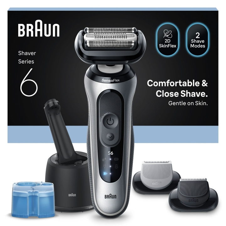 Braun Series 6 elektrisk barbermaskin - SmartCare Center +2 tilbehør - 62-S7650CC - Sølv i gruppen HELSE OG SKJØNNHET / Hår & styling / Barbering og trimming / Barbermaskiner hos TP E-commerce Nordic AB (D28940)