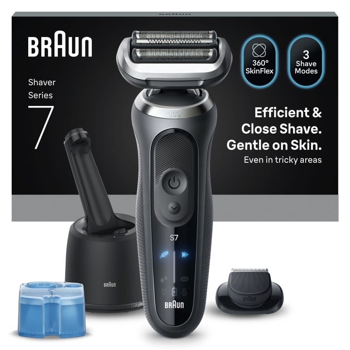 Braun Series 7 elektrisk barbermaskin - SmartCare Center +1-tilbehør - 72-G7200CC - Grå i gruppen HELSE OG SKJØNNHET / Hår & styling / Barbering og trimming / Barbermaskiner hos TP E-commerce Nordic AB (D28941)