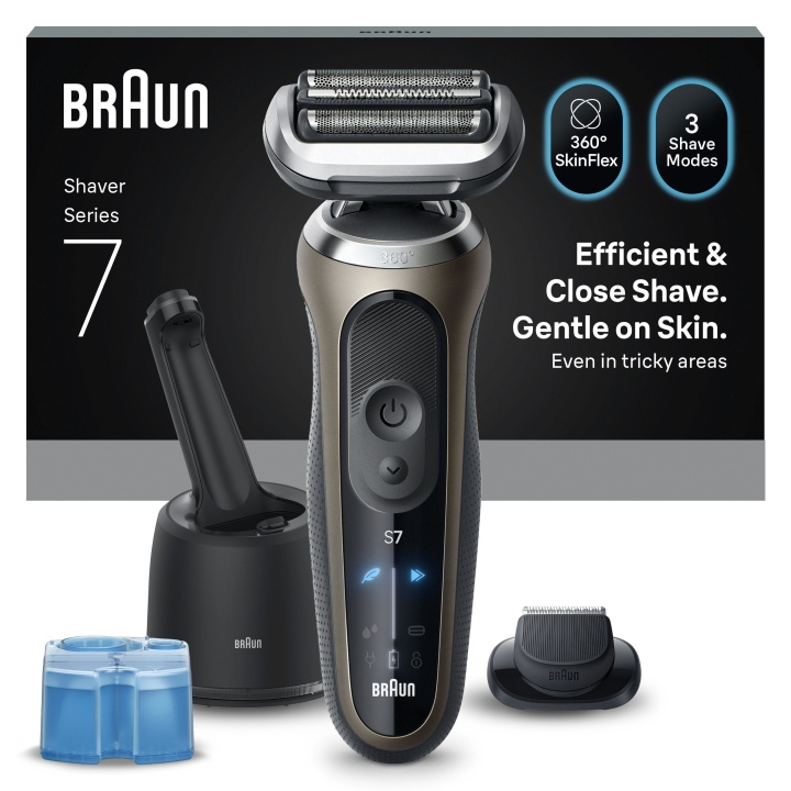 Braun Series 7 elektrisk barbermaskin, SmartCare Center, +1 tilbehør, 72-C7200CC - Gull i gruppen HELSE OG SKJØNNHET / Hår & styling / Barbering og trimming / Barbermaskiner hos TP E-commerce Nordic AB (D28942)