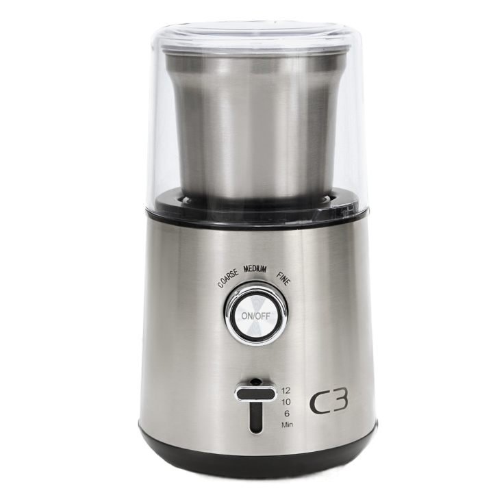 C3 Kaffekvarn Design 85g 200W CG700 Borstad Rostfri stål i gruppen HJEM, HUS OG HAGE / Husholdningsapparater / Kaffe og espresso / Kaffekverner hos TP E-commerce Nordic AB (D29054)