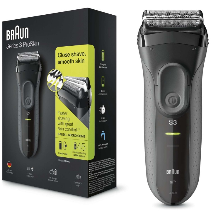 Braun Rakapparat 3000 BLK/GREY BOX MN i gruppen HELSE OG SKJØNNHET / Hår & styling / Barbering og trimming / Barbermaskiner hos TP E-commerce Nordic AB (D29111)