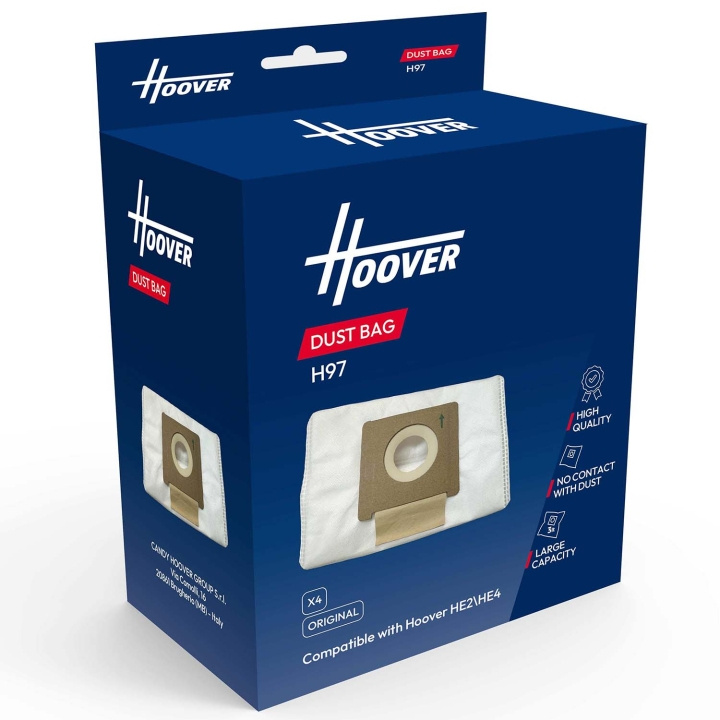 Hoover Dammsugarpåsar H97 för HE2/HE4 4-Pack i gruppen HJEM, HUS OG HAGE / Rengjøringsprodukter / Støvsugere og tilbehør / Tilbehør / Støvsugerposer hos TP E-commerce Nordic AB (D29115)