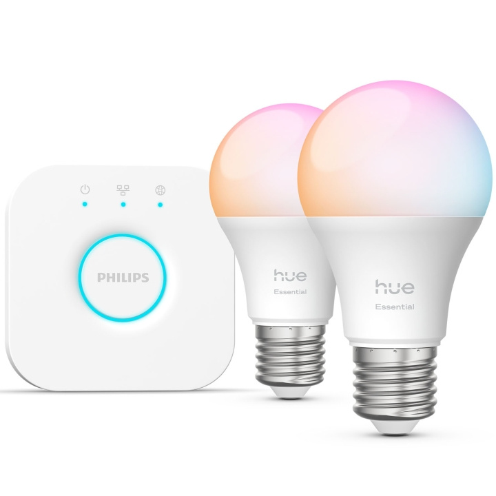 Philips Hue Essential Startkit White and Color Ambiance 2xE27 806lm + Hue Bridge i gruppen HJEM, HUS OG HAGE / Smarthus / Smart belysning hos TP E-commerce Nordic AB (D29121)