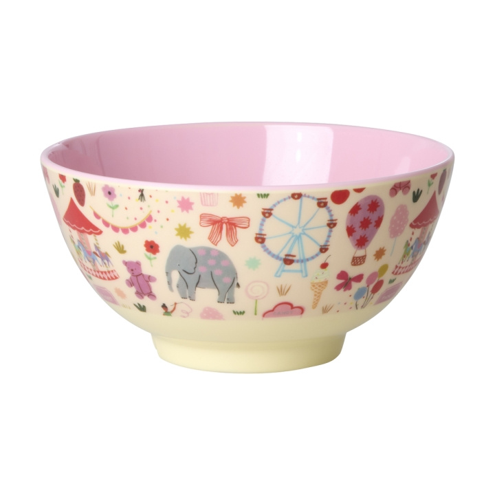 RICE Melaminskål med tivolitrykk - Rosa - Medium i gruppen LEKER, BARN OG BABY / Spise & drikke / Barneserviser hos TP E-commerce Nordic AB (D29759)