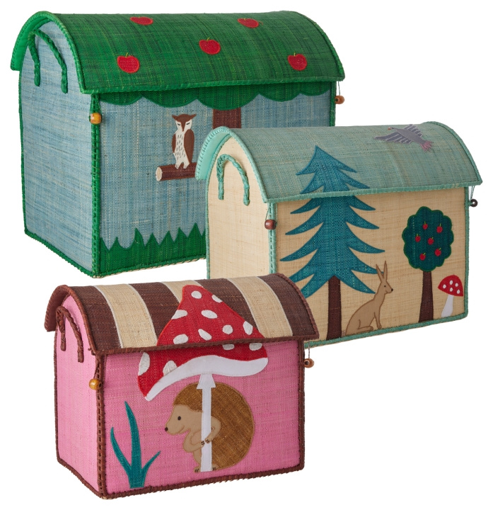 RICE Stort sett med 3 lekekurver Happy Forest Theme i gruppen LEKER, BARN OG BABY / Barnerom / Lagring hos TP E-commerce Nordic AB (D29830)