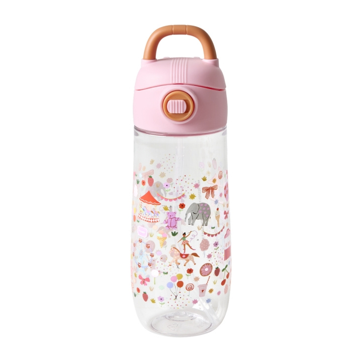 RICE Drikkeflaske i plast med tivolitrykk - Rosa - 550 ml i gruppen LEKER, BARN OG BABY / Spise & drikke / Tåteflasker & tilbehør hos TP E-commerce Nordic AB (D29981)