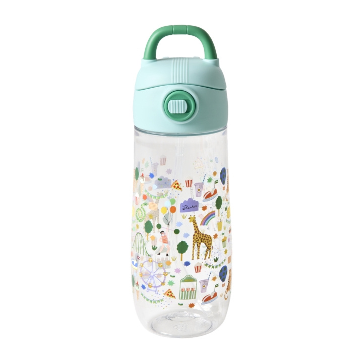 RICE Drikkeflaske i plast for barn med tivolitrykk - Mint - 550 ml i gruppen LEKER, BARN OG BABY / Spise & drikke / Tåteflasker & tilbehør hos TP E-commerce Nordic AB (D29982)