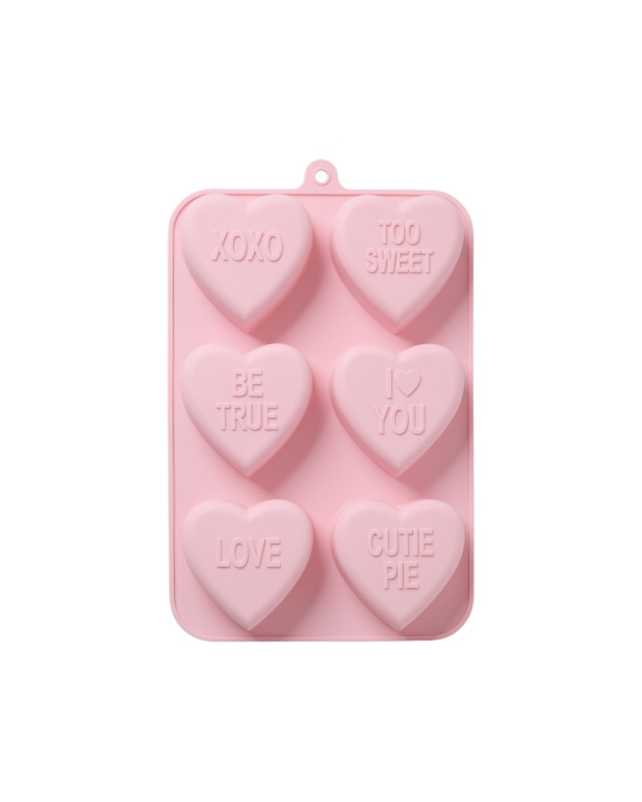 RICE Silikon bakeform med 6 hjerter - Soft Pink i gruppen LEKER, BARN OG BABY / Spise & drikke / Barneserviser hos TP E-commerce Nordic AB (D30063)