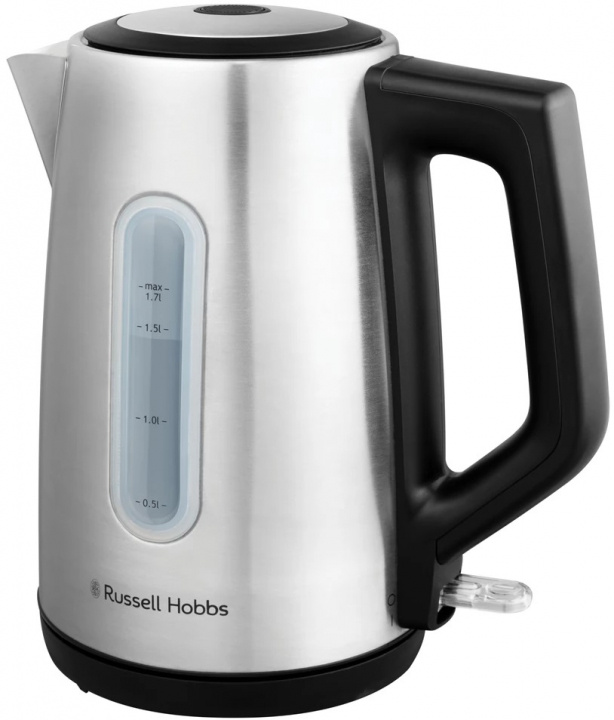 Russell Hobbs Heaton Brushed Vannkoker - børstet rustfritt stål med svarte detaljer - 1,7 liter i gruppen HJEM, HUS OG HAGE / Husholdningsapparater / Vann og juice / Vannkokere hos TP E-commerce Nordic AB (D30180)