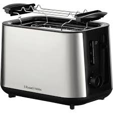 Russell Hobbs Heaton brødrister med 2 skiver - børstet rustfritt stål og svart i gruppen HJEM, HUS OG HAGE / Husholdningsapparater / Brødristere og toastjern / Brødristere hos TP E-commerce Nordic AB (D30181)