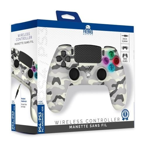 Trade Invaders Trådløs kontroller for PS4 med 3,5 mm jackstikklås - LED-hvit camouflage i gruppen Elektronikk / TV-spill & tilbehør / Sony PlayStation 4 hos TP E-commerce Nordic AB (D30236)
