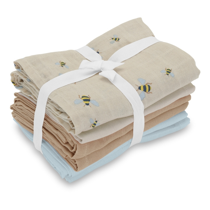 Vanilla Copenhagen 6-pakning med musliner - Honeybee, Oyster Grey, Oak, Blue - 70 x 70 cm (MUSL8123) i gruppen LEKER, BARN OG BABY / Barnetekstiler / Sengetøy / Underlaken hos TP E-commerce Nordic AB (D30313)