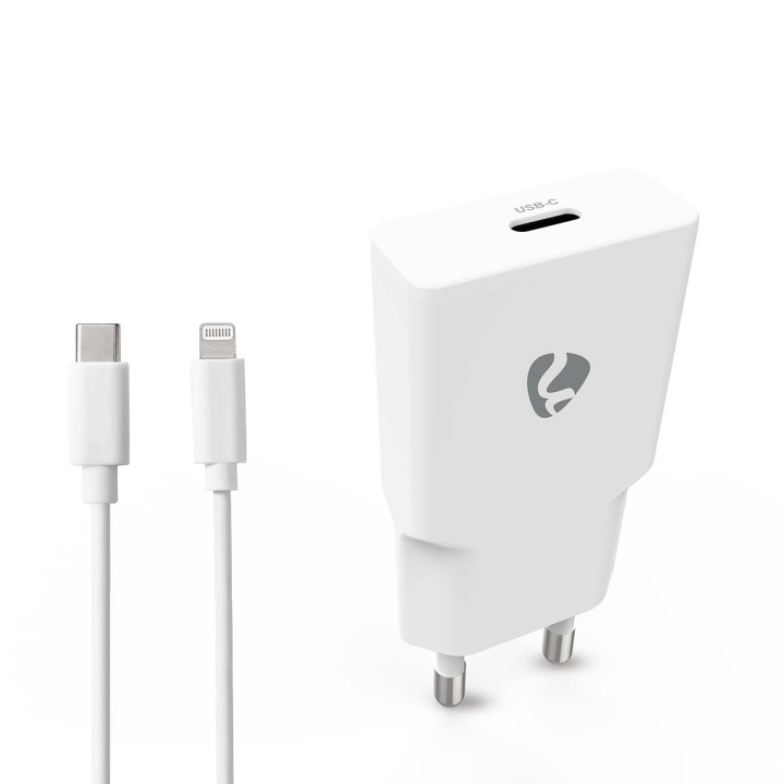 Nedis vegg lader | 20 W | GaN | PD3.0 | Hurtigladefunksjon | 1.67 A / 2.22 A / 3.0 A | Antall utganger: 1 | USB-C™ | Lightning 8-Pin (Løs) Kabel | 1.00 m | Automatisk Spenning Utvalg | Hvit i gruppen SMARTTELEFON & NETTBRETT / Ladere og Kabler / Vegglader / Vegglader Type C hos TP E-commerce Nordic AB (D30535)
