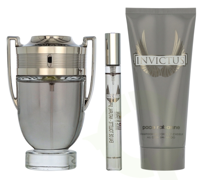 Paco Rabanne Invictus Giftset 210 ml Edt Spray 100ml/Shower gel 100ml/Edt Spray 10ml i gruppen HELSE OG SKJØNNHET / Duft og parfyme / Parfyme / Parfymebokser hos TP E-commerce Nordic AB (D30703)