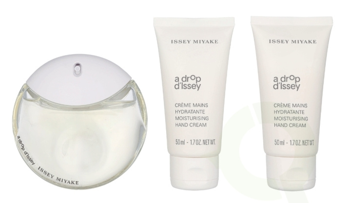 Issey Miyake A Drop D\'Issey Giftset 150 ml Edp Spray 50ml/2x Hand Cream 50ml i gruppen HELSE OG SKJØNNHET / Duft og parfyme / Parfyme / Parfymebokser hos TP E-commerce Nordic AB (D30725)