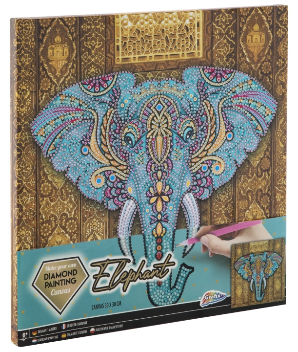 Grafix Diamantmaleri på lerret - Elefant 30 x 30 cm - (K-260010) i gruppen LEKER, BARN OG BABY / Leker / Håndtverk hos TP E-commerce Nordic AB (D30868)