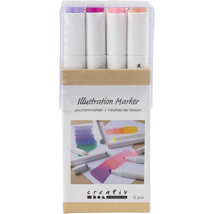 Creative Toys Creativ - Illustrasjonspenner, linje 1+8 mm, pastellfarger, 12 stk - () i gruppen LEKER, BARN OG BABY / Leker / Håndtverk hos TP E-commerce Nordic AB (D30922)