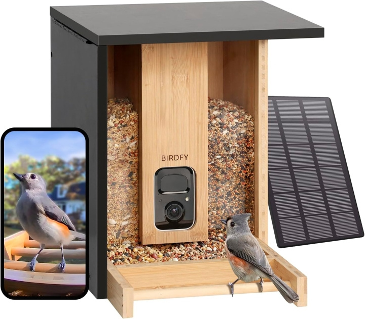 Birdfy Feeder Bamboo med AI-drevet fuglegjenkjenning + solcellepanel i gruppen HJEM, HUS OG HAGE / Alarm, Sikkerhet og overvåking / Overvåkingskameraer hos TP E-commerce Nordic AB (D31153)