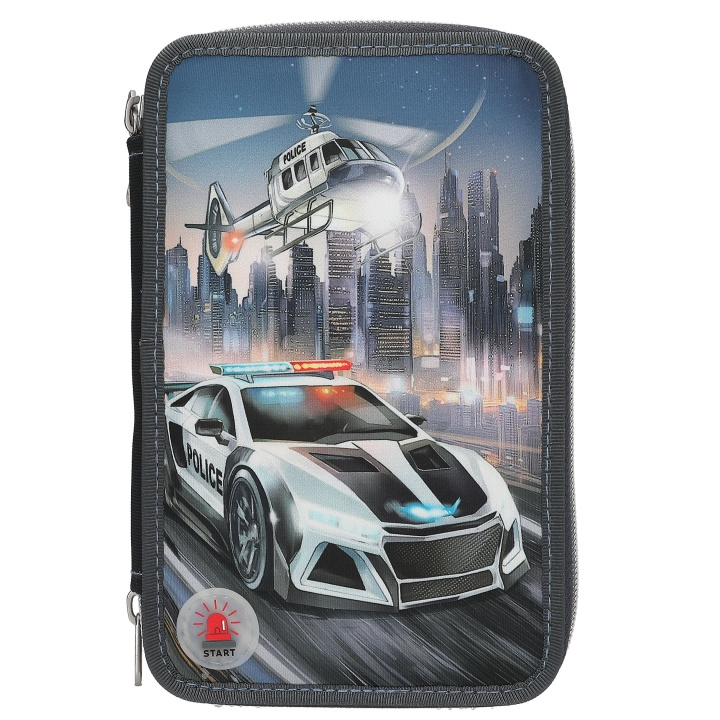 Dino World Monster Cars Trippel pennal med LED, politibil - (0413333) i gruppen LEKER, BARN OG BABY / Leker / Penal hos TP E-commerce Nordic AB (D31170)