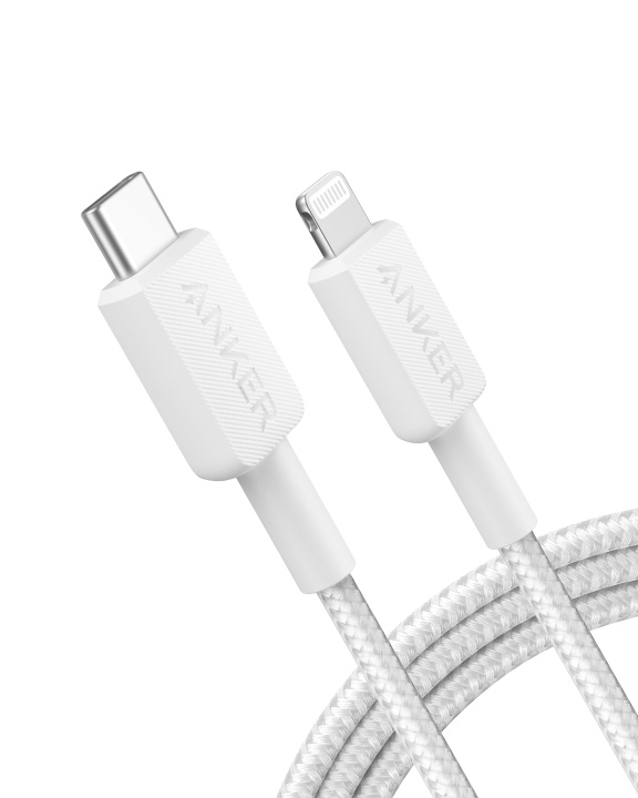Anker 322 USB-C til Lightning-kabel (6 fot, flettet) - hvit i gruppen Datautstyr / Kabler og adaptere / USB / USB-C hos TP E-commerce Nordic AB (D31245)