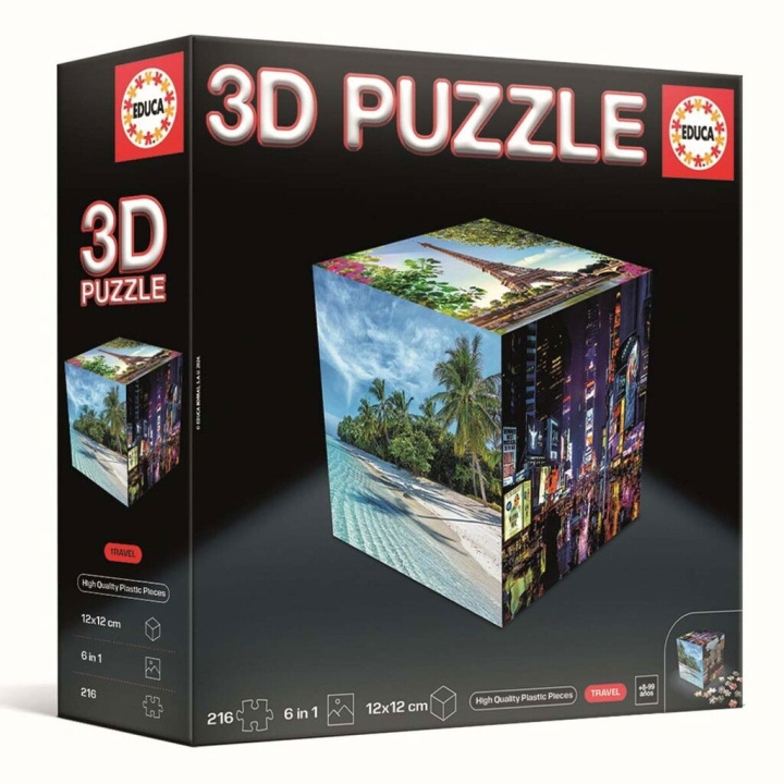 Educa 3D-puslespill Cube Travel (80-20124) i gruppen LEKER, BARN OG BABY / Leker / Barnas puslespill hos TP E-commerce Nordic AB (D31313)
