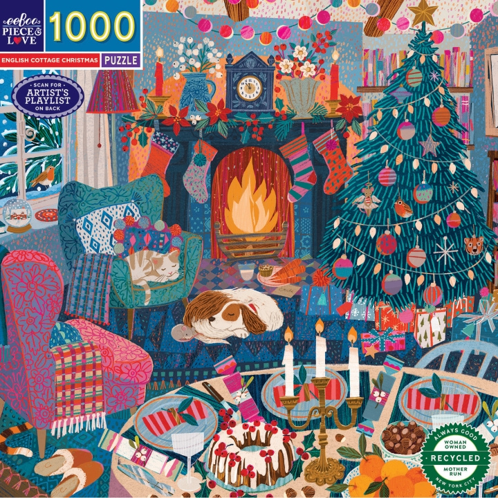 eeBoo Puslespill 1000 brikker - English Cottage Christmas (EPZTECC) i gruppen SPORT, FRITID & HOBBY / Hobby / Puslespill hos TP E-commerce Nordic AB (D31380)