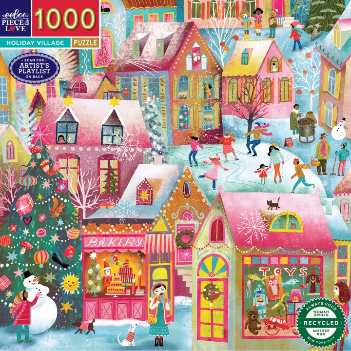 eeBoo Puslespill 1000 brikker - Holiday Village (EPZTHYV) i gruppen SPORT, FRITID & HOBBY / Hobby / Puslespill hos TP E-commerce Nordic AB (D31381)