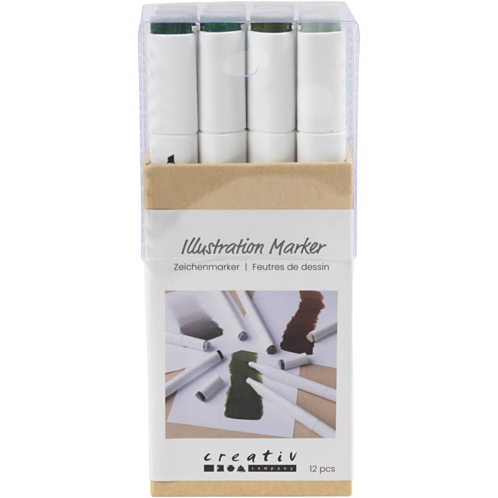 Creative Toys Creativ - Illustrasjonspenner, linje 1+8 mm, naturfarger, 12 stk/1 pakke (373741) i gruppen LEKER, BARN OG BABY / Leker / Håndtverk hos TP E-commerce Nordic AB (D31442)