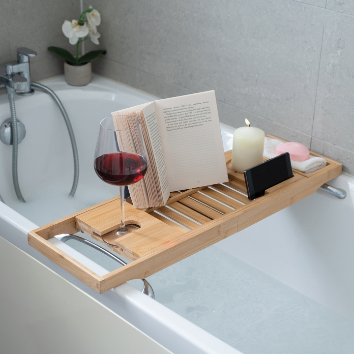 Mad Monkey Bamboo bath shelf - Adjustable, fits bathtubs up to 1 meter wide - natural i gruppen SPORT, FRITID & HOBBY / Morsomme produkter / Smarte produkter hos TP E-commerce Nordic AB (D31452)