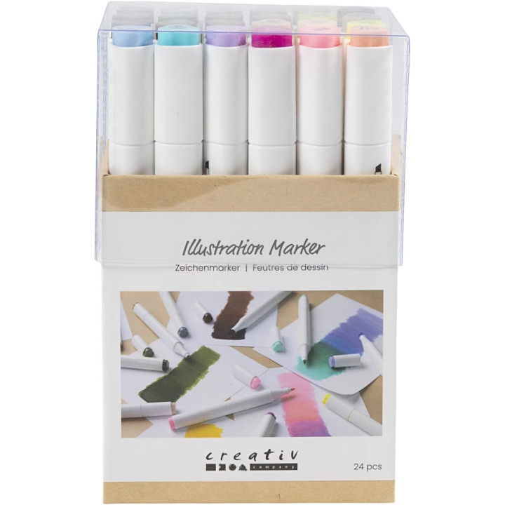 Creative Toys Creativ - Illustrasjonspenner, linje 1+8 mm, pastellfarger, standardfarger, 24 stk - () i gruppen LEKER, BARN OG BABY / Leker / Håndtverk hos TP E-commerce Nordic AB (D31464)